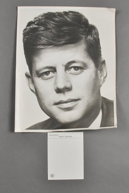 1952-J.F.K., Large Promotional Portrait: (1) Photographic portrait of J.F.K. used for his 1952 US Senate campaign. 14" x 11" Condition: Numerous creases and folds