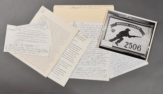1961-April 16, "Pres. Kennedy, Bay of Pigs": David Powers personal file on the "Bay of Pigs". (3) Page typed recollection by David Powers of the event. (2) Page handwritten account, (3) page "How many men would have been necessary to crack Castr
