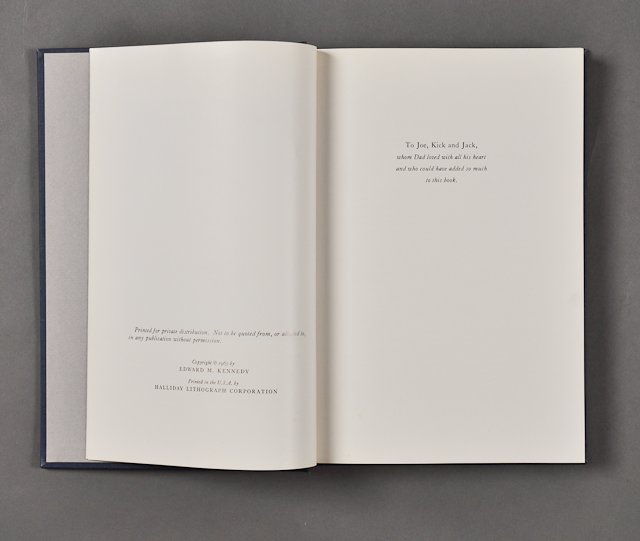 1965-"Ted" Kennedy, Signed Photograph: (1) "The Fruitful Bough, A collection of essays about Joe Kennedy, Sr." assembled by Ted Kennedy. Privately printed for the family. Good. (1) Photograph of Ted Kennedy at the White House on Jan 5. 8"