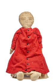 25 IN FINE EMBROIDERED FACE LINEN DOLL