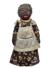 22 IN BLACK CLOTH DOLL FROM THE 1930S