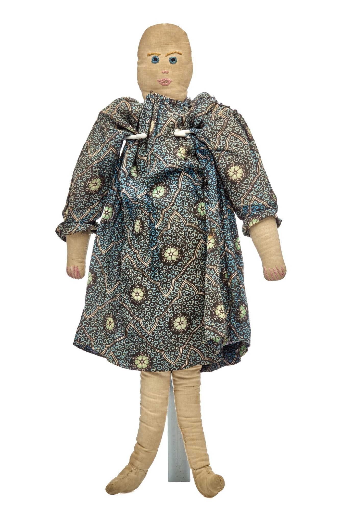 18 IN ANTIQUE CLOTH DOLL EMBROIDERED FACE (1 of 9)