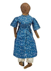 17 IN BLACK CLOTH DOLL BLUE CALICO DRESS (1 of 15)