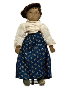 20 INCH CLOTH DOLL with BOLD INK DRAWN FACE