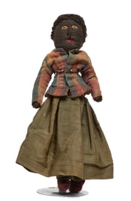 POSEABLE 15 INCH BLACK STOCKINETTE DOLL CIRCA 1890