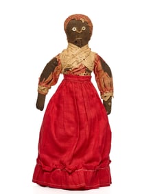 GREAT 16 INCH ANTIQUE BLACK CLOTH DOLL