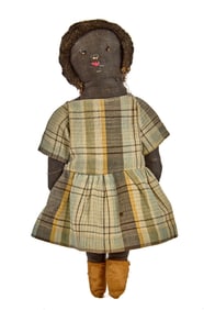 8 1/2 IN BLACK DOLL WITH FUR HAIR