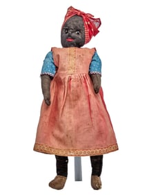 20 IN BLACK STOCKINETTE DOLL  CIRCA 1910-20