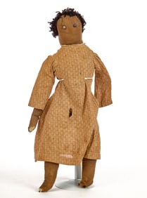 23 IN BLACK CLOTH DOLL WITH CALICO DRESS