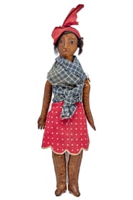 11 IN  LEATHER DOLL IN LITTLE RED DRESS