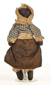 10 INCH BLACK LEATHER DOLL CIRCA 1880