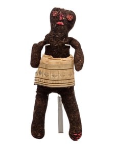 10 ½ IN FUZZY CLOTH DOLL WEARING A SKIRT