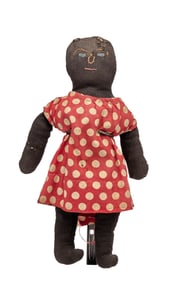 11 IN BLACK STOCKING DOLL RED POLKA DOT DRESS