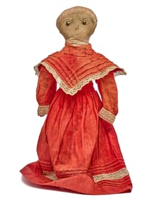 13 IN INK DRAWN FACE CLOTH DOLL