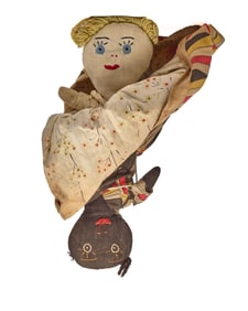 12 IN TOPSY TURVY DOLL WITH GREAT FABRIC