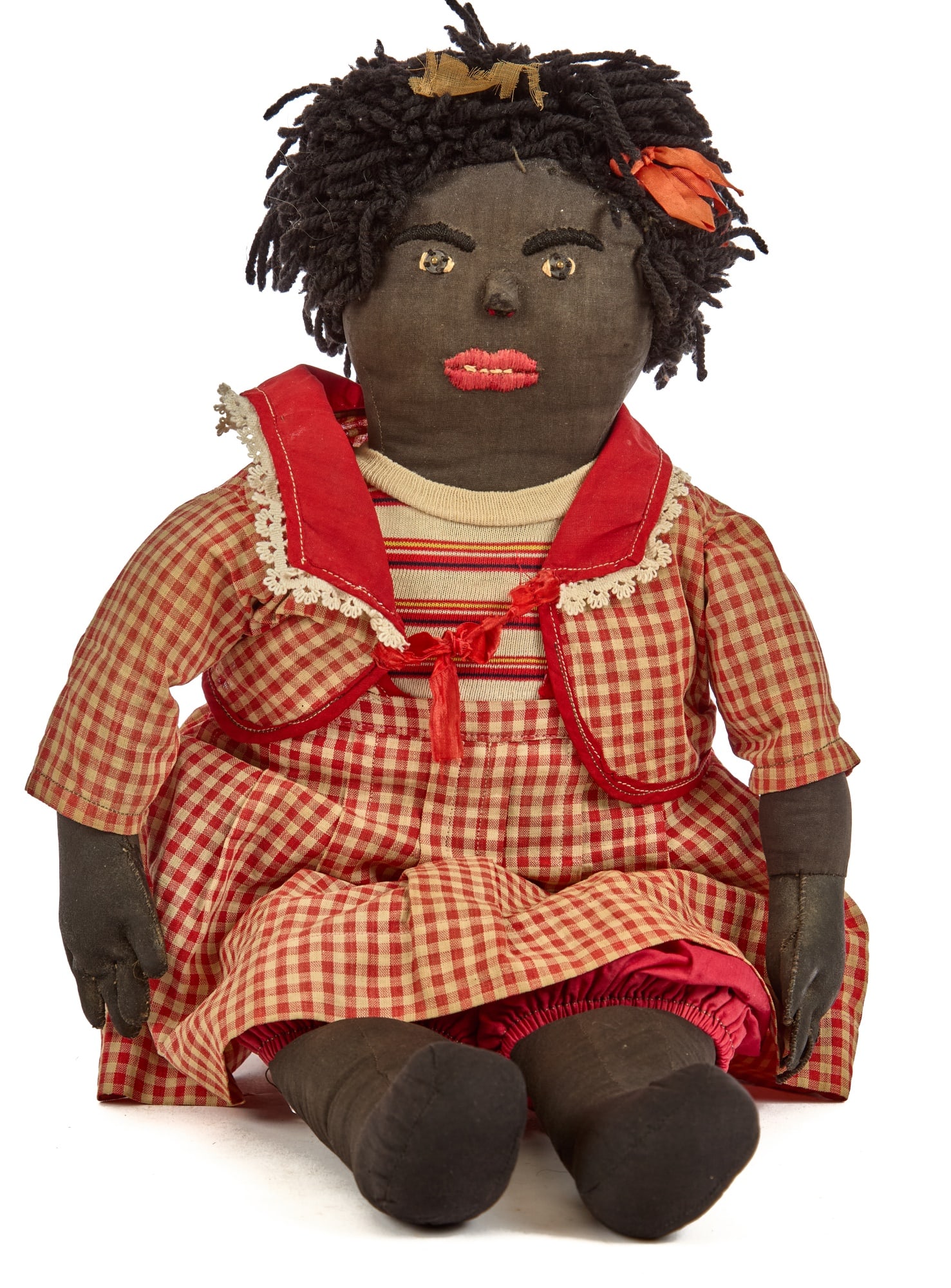 PLUMP 21 INCH EMBROIDERED FACE BLACK CLOTH DOLL (1 of 6)