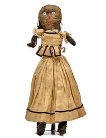 20 INCH MAINE BLACK CLOTH DOLL CIRCA 1880