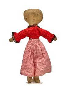 13 INCH CLOTH DOLL with BIG LOLLIPOP HEAD C. 1880