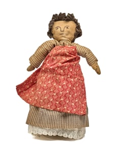 16 INCH CLOTH BOUND BOTTLE DOLL CIRCA 1900