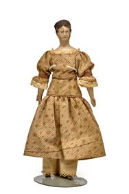 8 1/2 INCH WOOD & PAPIER MACHE MILLINER DOLL (1 of 11)