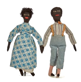 24 IN PAIR OF BLACK DOLLS, MAN AND WOMAN