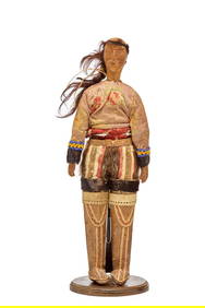 14 INCH CARVED WOODEN NATIVE AMERICAN TYPE DOLL (1 of 13)