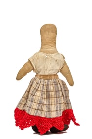 14 INCH (19th c) PENCIL FACE CLOTH DOLL