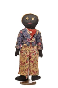 18 INCH BLACK CLOTH BOY DOLL in FLORAL SUIT