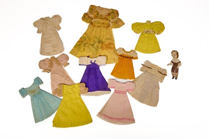 (10) PAPER DOLL DRESSES CIRCA 1840-1850