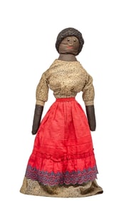 22 INCH BLACK CLOTH DOLL with JET BUTTON EYES