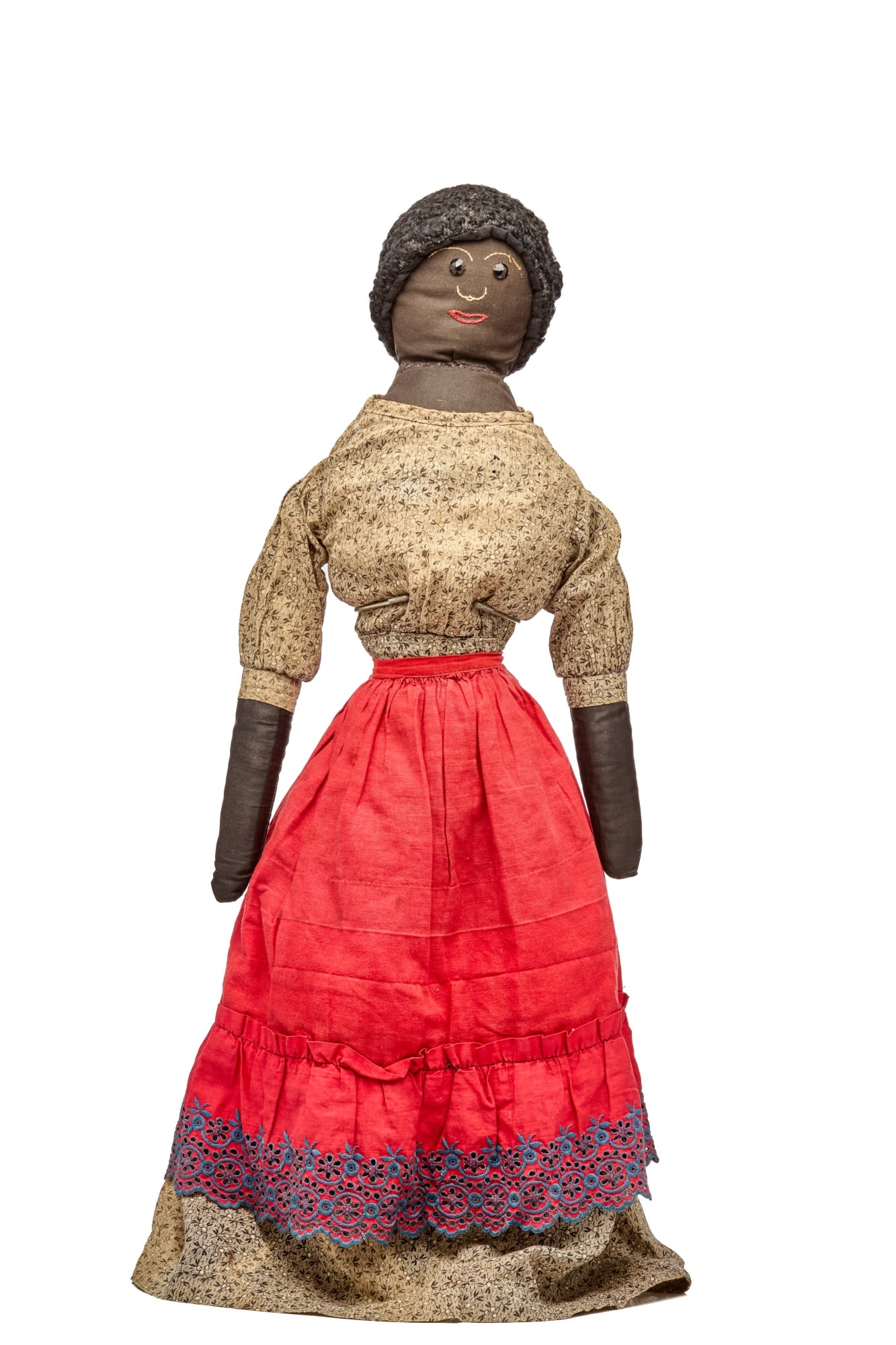 22 INCH BLACK CLOTH DOLL with JET BUTTON EYES (1 of 13)