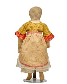 14 INCH CLOTH DOLL with SERIOUS PENCIL DRAWN FACE