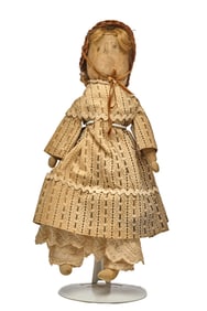 14 INCH PETUNIA CLOTH DOLL with PENCIL FACE C 1890
