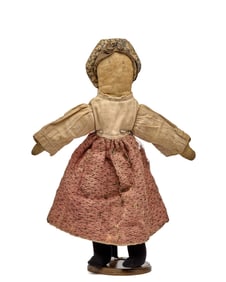 16 INCH NEW ENGLAND PENCIL FACE RAG DOLL C. 1880