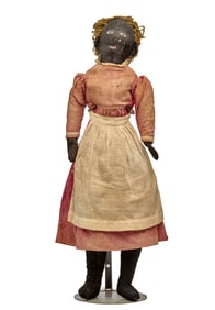 23 INCH STRAW STUFFED BLACK CLOTH DOLL CIRCA 1890