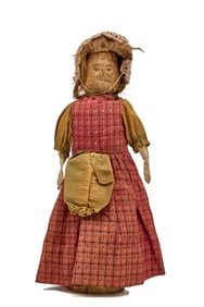 EARLY 13 INCH CARVED WOODEN BEDPOST DOLL C. 1820