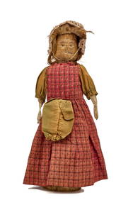 EARLY 13 INCH CARVED WOODEN BEDPOST DOLL C. 1820 (1 of 15)