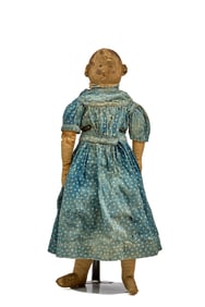 RUSTIC 17 INCH CLOTH DOLL with PAINTED FACE C.1880