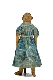 RUSTIC 17 INCH CLOTH DOLL with PAINTED FACE C.1880 (1 of 14)