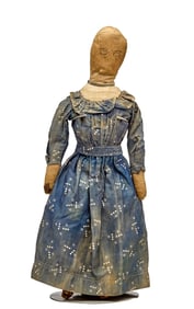 21 INCH HAND SEWN STRAW STUFFED CLOTH DOLL