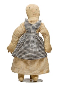 21 INCH RAG STUFFED CLOTH DOLL with FOLKY FACE