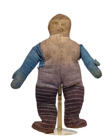 21 INCH DENIM BOY DOLL CIRCA 1900-1920