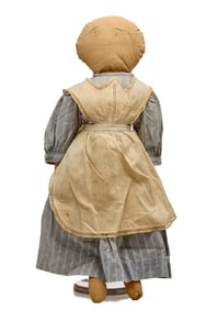 22 INCH INK FACE CLOTH DOLL CIRCA 1890-1910