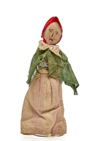 8 INCH HOMEMADE PRAIRIE STUMP DOLL CIRCA 1870-80