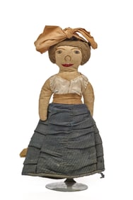 10 INCH CLOTH DOLL CIRCA 1890 with HANDKNIT SOCKS