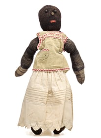 17 INCH BLACK SOCK DOLL CIRCA 1900-1920
