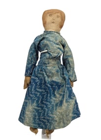 14 INCH CLOTH DOLL with WATERCOLOR PAINTED FACE