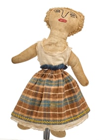 12 INCH CLOTH DOLL with BOLD EMBROIDERED FACE