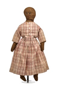 24 INCH BLACK CLOTH DOLL in LOVELY PLAID DRESS