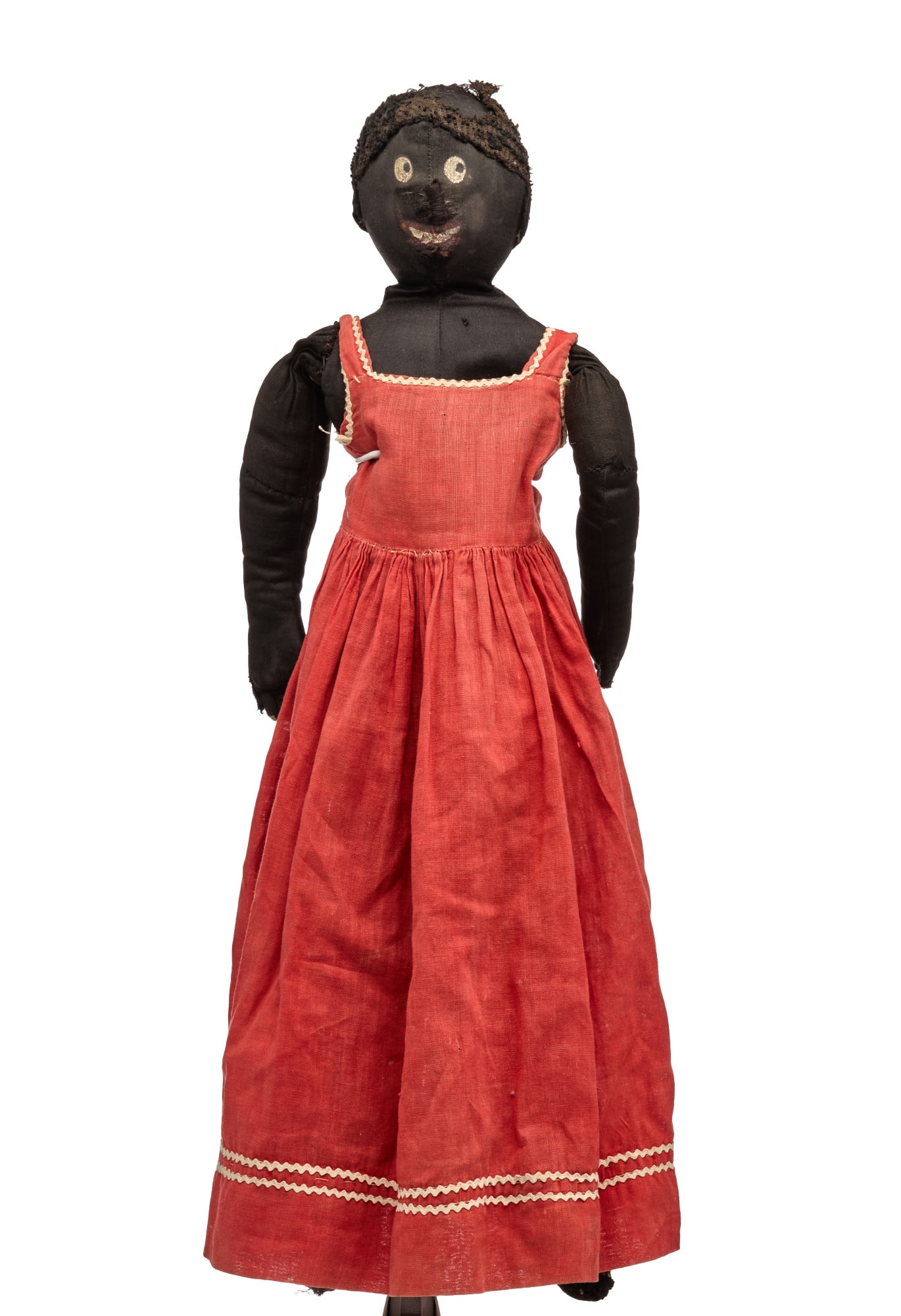 24 INCH BLACK CLOTH DOLL with FLIRTY EYES C. 1900 (1 of 13)